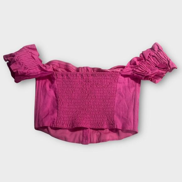 ASTR The Label Corset Top Women's Small Pink Linen Sweetheart Neck Off Shoulder - Picture 4 of 9